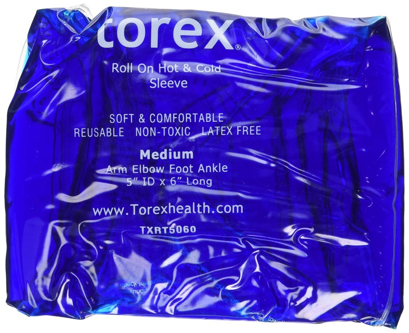 Torex Professional Hot and Cold Therapy RollOn Compression Sleeve Medium Reusable Gel Ice Pack for Calf Knee and Thigh fits 10 to 15
